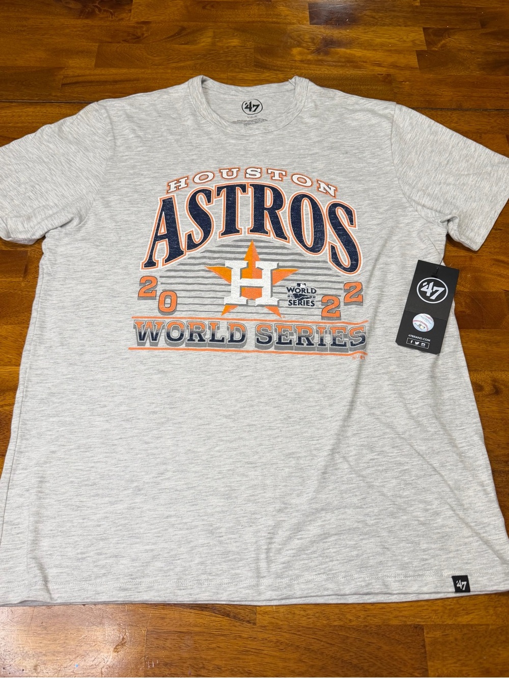 Houston Astros 2022 World Series Champions T-Shirt Gray ’47 Brand Adult NWT Sz L